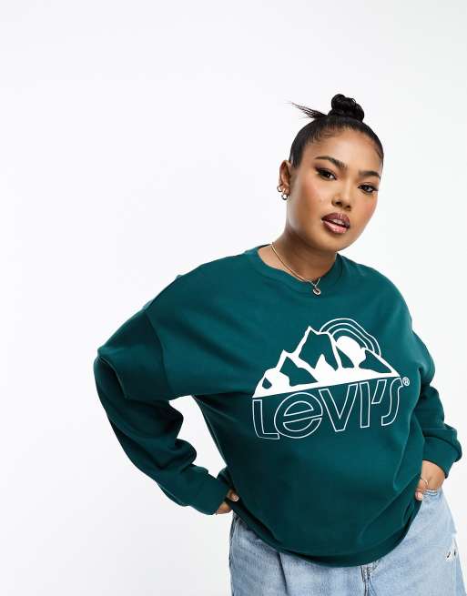 Relaxed Fit Graphic Crewneck Sweatshirt - Green