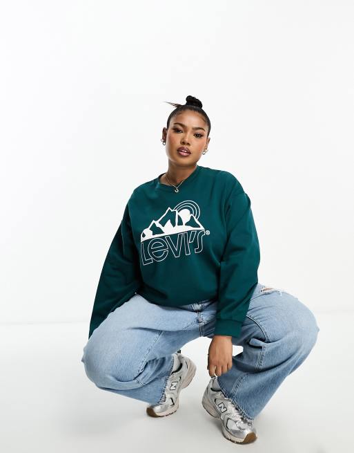 Levi s Plus sweatshirt in green with mountain logo