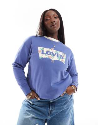 Levi's Plus - Sweatshirt in Marineblau mit Fledermaus-Logo auf der Brust