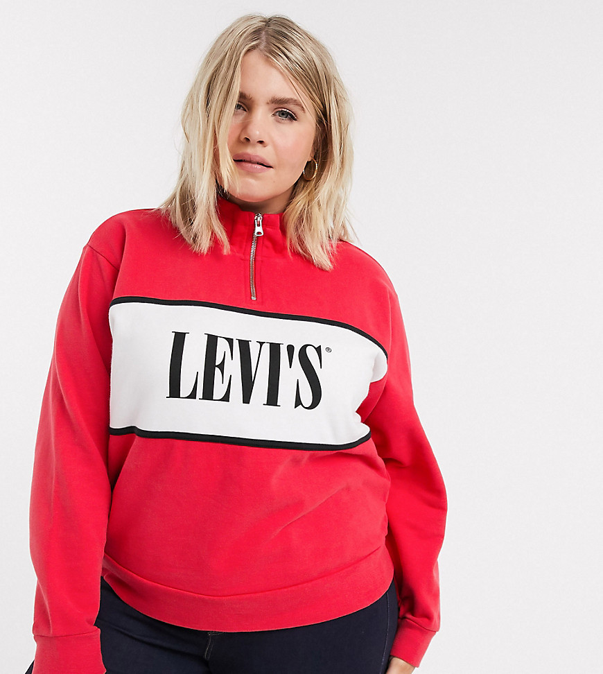 Levi's Plus - Sweatshirt met korte rits in rood