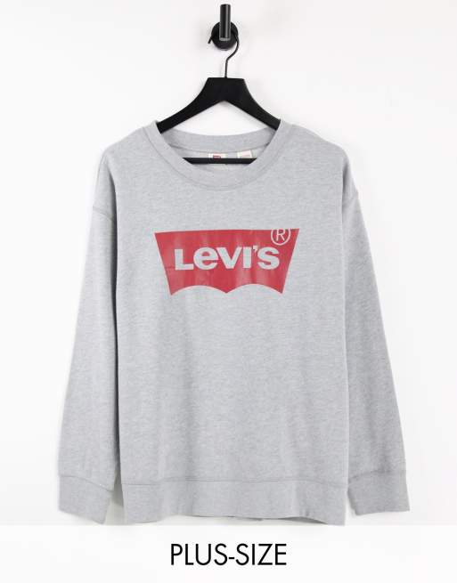 Levi's Plus - Sweatshirt met ronde hals en logo in grijs