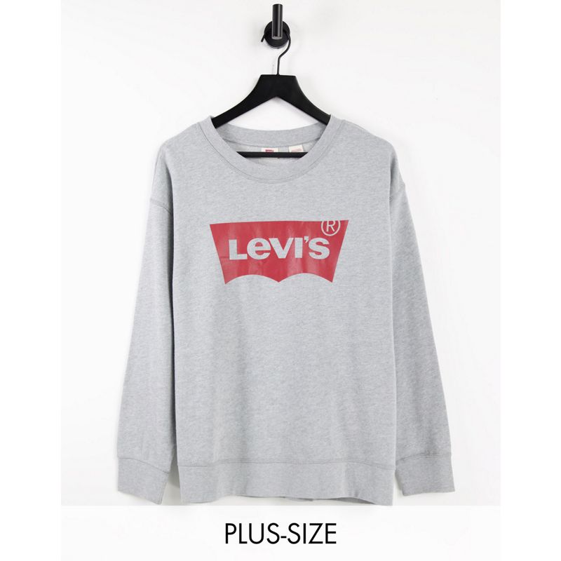 Levi's Plus – Sweatshirt mit Rundhalsausschnitt in Grau mit Etikettlogo