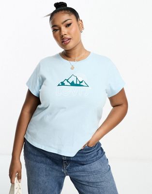 Levi's Plus t-shirt in blue with mountain logo - ASOS Price Checker
