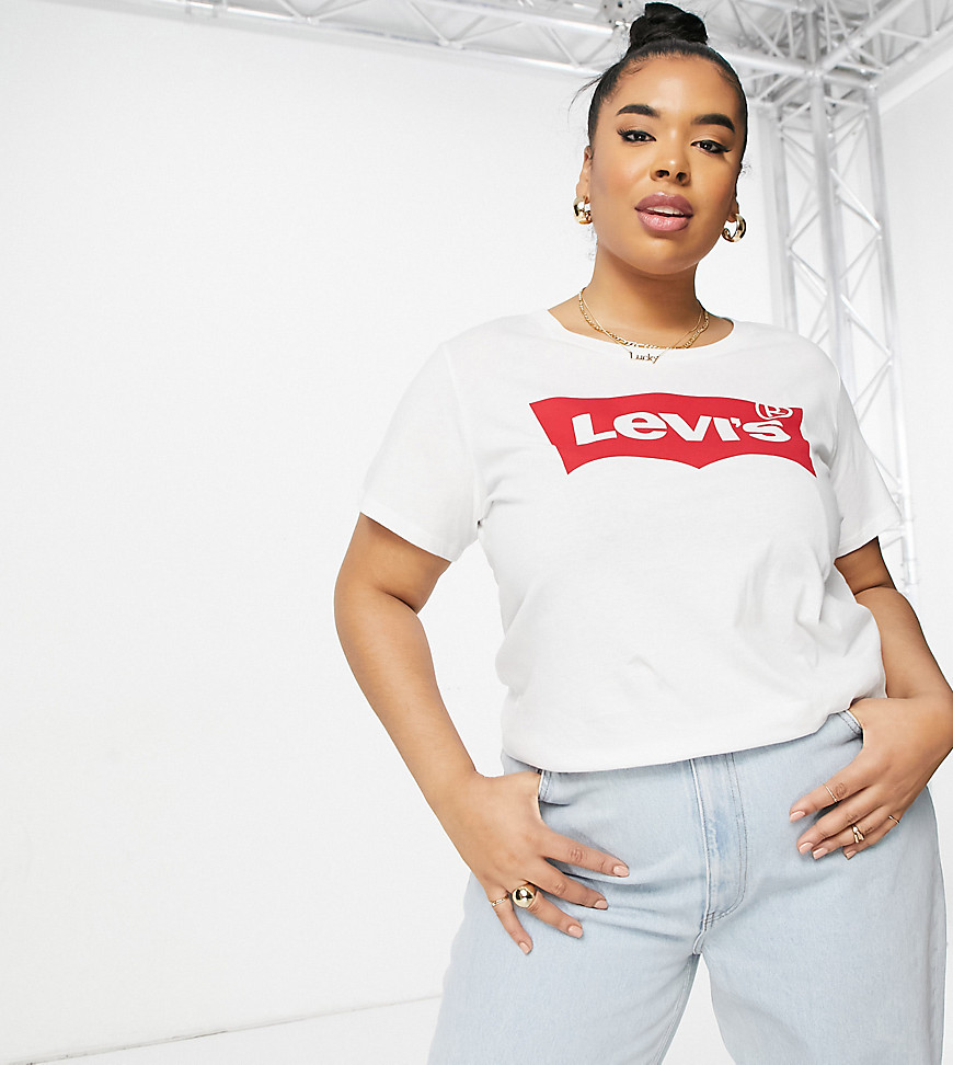 Levi's Plus - T-shirt con logo batwing-Bianco