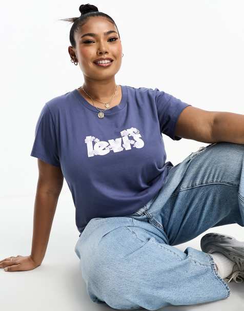 Levi's Plus – T-Shirt in Marineblau mit Logo - view 1