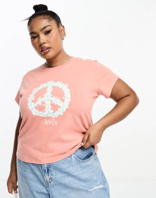 Levi's Plus - T-Shirt in Orange mit Peace- und Logoprint