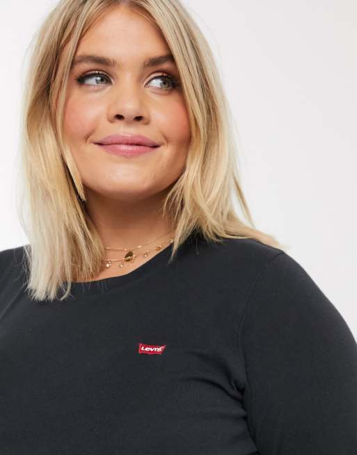 Levi's - Plus - T-shirt met lange mouwen in zwart, 3 van 4