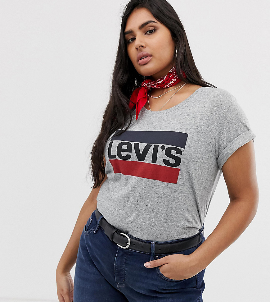 Levi's Plus - T-shirt met sportlogo-Grijs