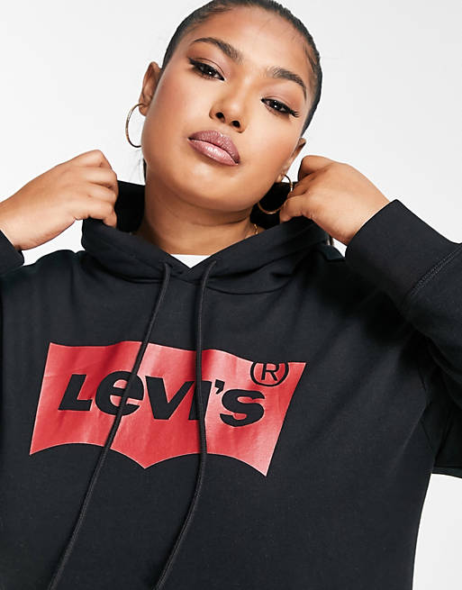 Levi's Plus tab logo hoodie in black | ASOS