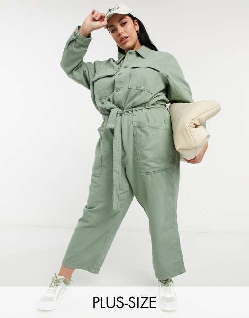 Plus size army green jumpsuit deals