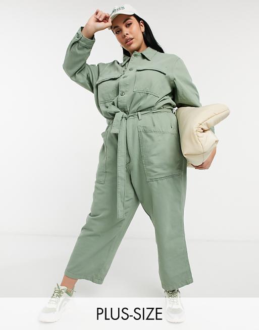 Levi's Plus utility jumpsuit with long sleeves in khaki | ASOS