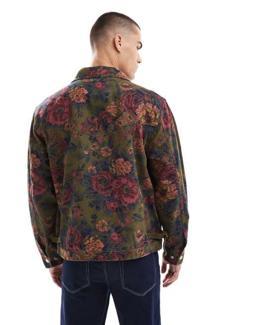 Levi's - Polk - Mørkegrøn Harrington-jakke med blomstermønster i bomuldstwill i afslappet pasform, 2 af 4