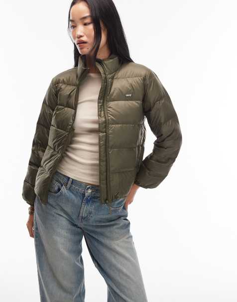 Levi's - Polly - Opvouwbaar lichtgewicht gewatteerd puffer jack in kaki - view 1