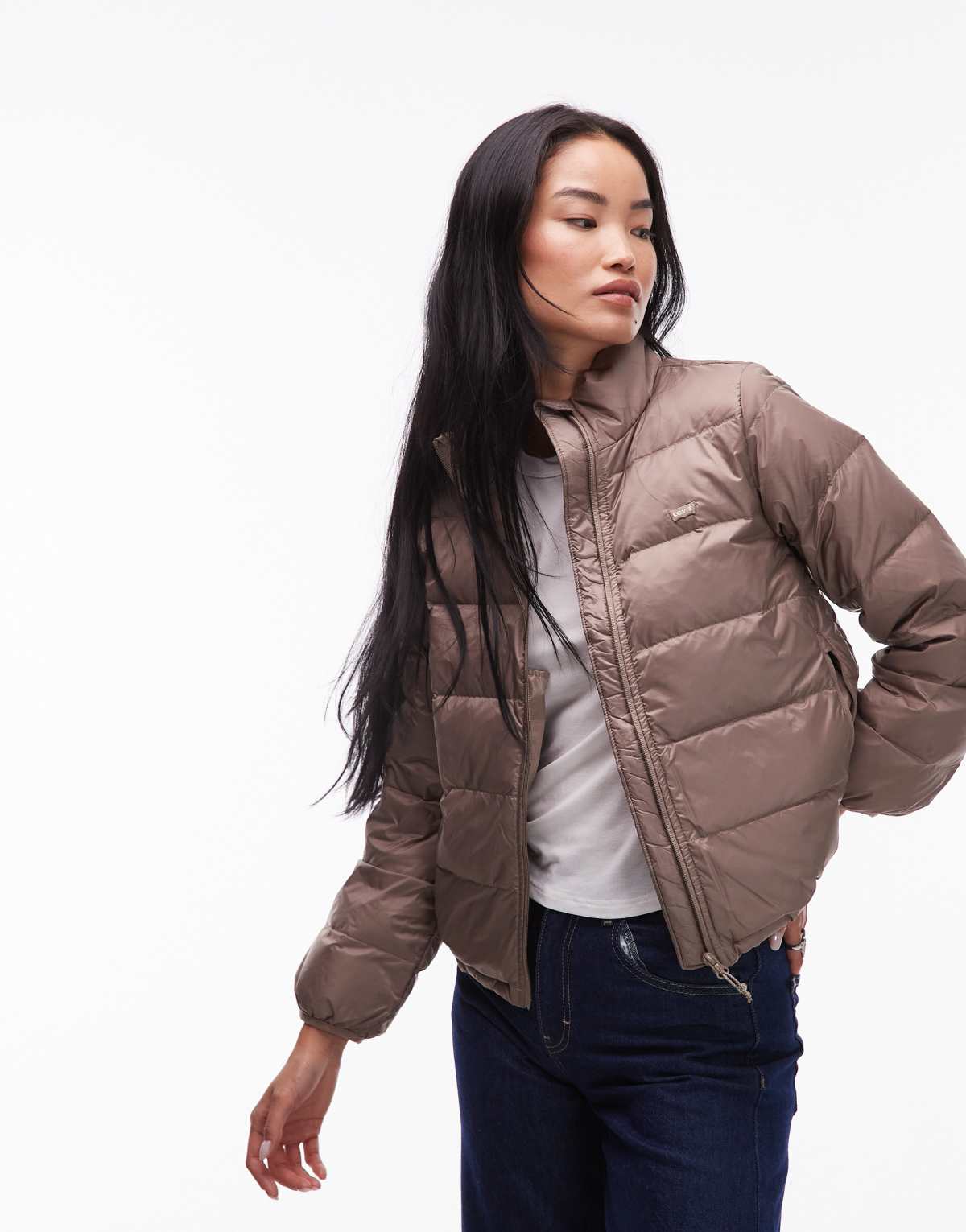 Levi's Polly packable puffer jacket in taupe