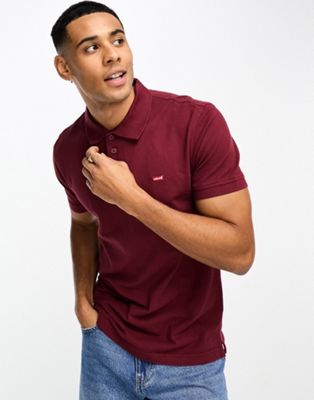 Levi's polo shirt with small batwing logo in burgundy red - ASOS Price Checker