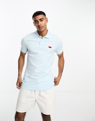 Levi's polo shirt with small batwing logo in light blue - ASOS Price Checker