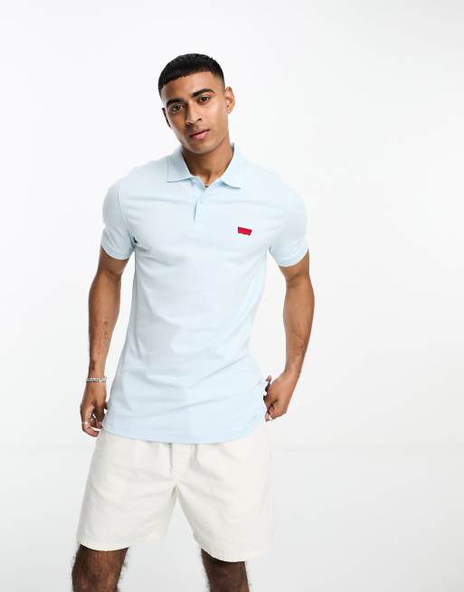 Levi s polo shirt with small batwing logo in light blue ASOS