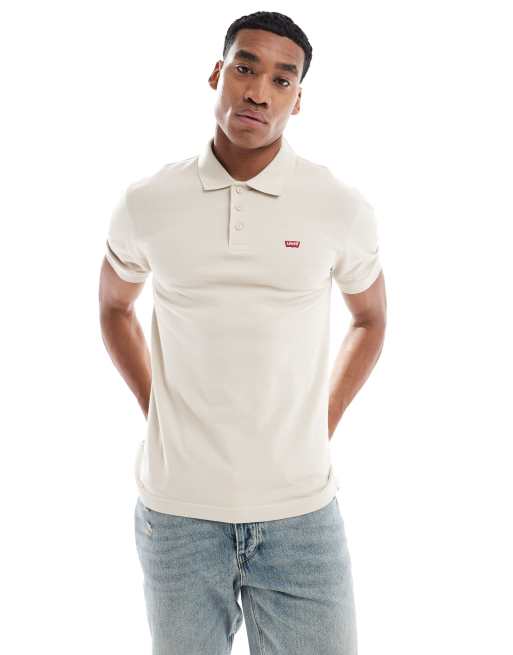 Levi's – Polohemd aus Pikee in Beige mit Fledermauslogo