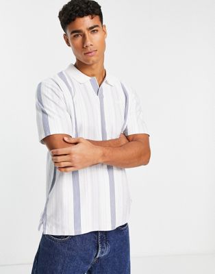 Levi's Pool Side polo shirt in white blue stripe with small logo
