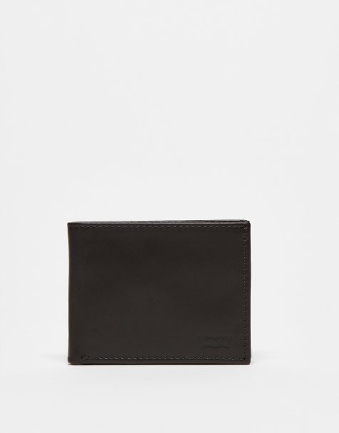 Levi's - Portafoglio a libro in pelle marrone con scomparti per carte e logo batwing - view 1