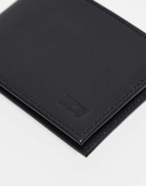 Levi's - Portafoglio a libro in pelle nera con logo batwing, 3 di 3