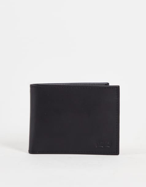 Levi's - Portafoglio a libro in pelle nera con tasca portamonete e logo batwing - view 1