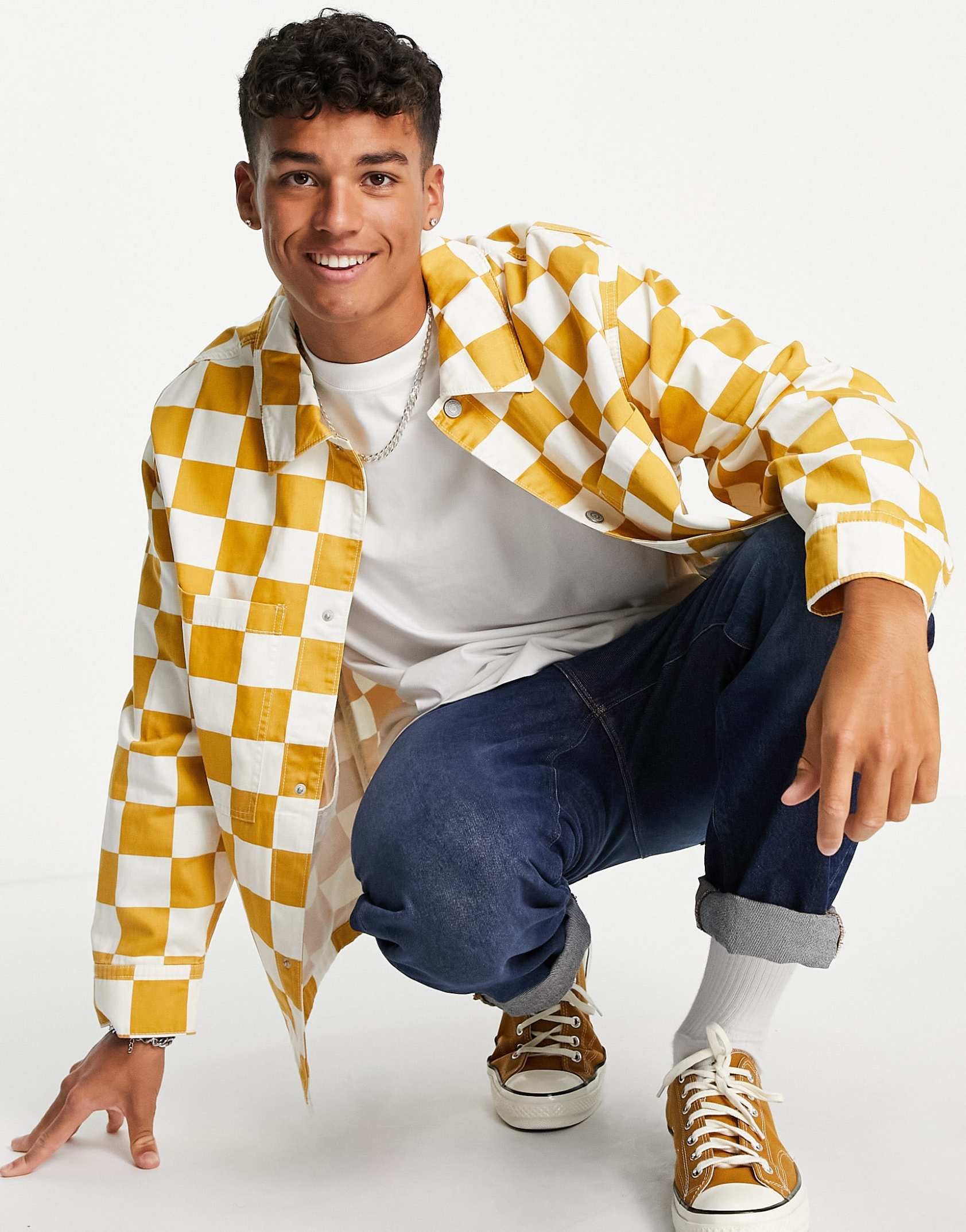 Levi s portola checkerboard chore jacket in yellow ASOS Price Checker