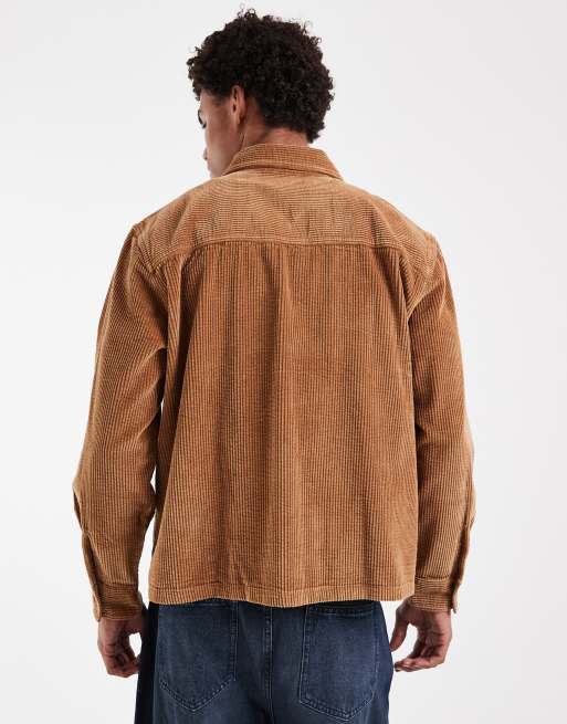 Levi's ports cropped zip up cord shirt in brown, 2 of 5