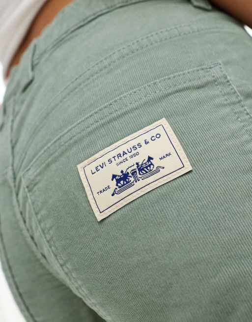 Levi's - Posede tømrerbukser i let, lysegrøn fløjl, 3 af 5