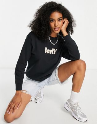 Levi's poster logo crew neck sweater in black