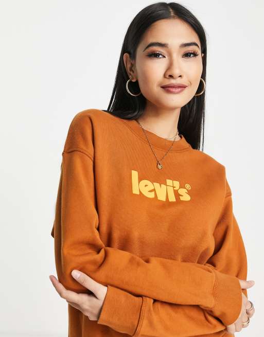 Levi's poster logo crew neck sweater in burnt orange | ASOS