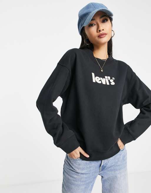 Levi's poster logo crewneck sweater in black | ASOS