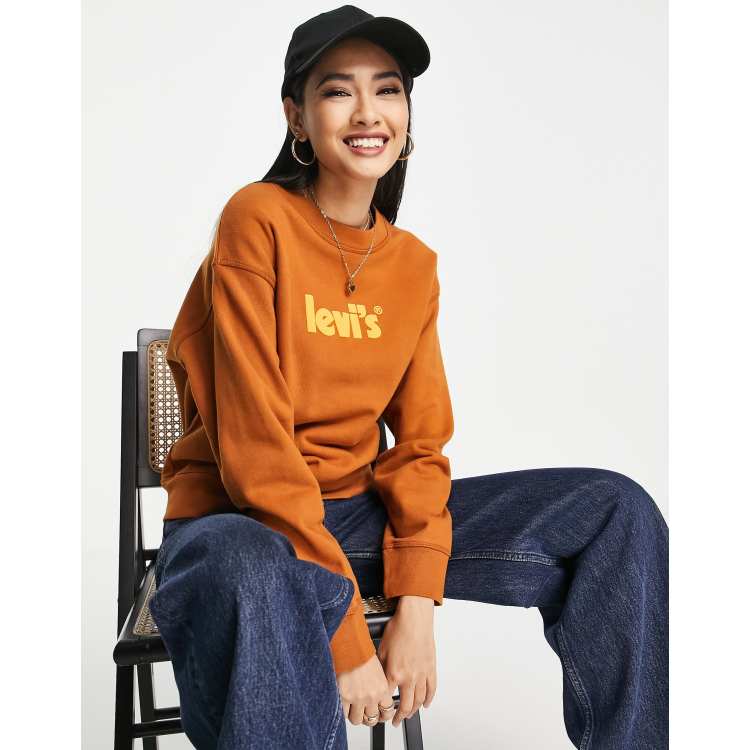 Levi s poster logo crewneck sweater in burnt orange ASOS