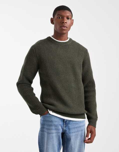 Levi's presidio texture knit jumper in dark green marl