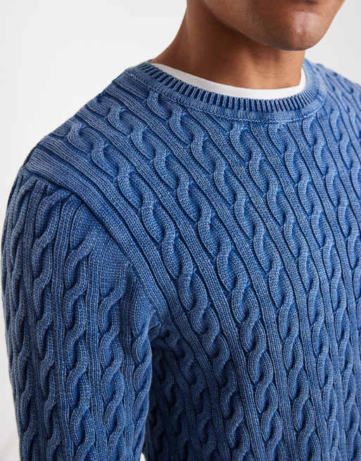 Levi's – Presidio – Indigoblå, kabelstickad tröja, 4 av 5