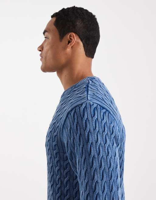 Levi's – Presidio – Indigoblå, kabelstickad tröja, 5 av 5