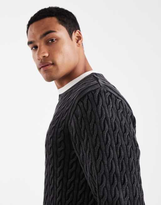 Levi's – Presidio – Svart, kabelstickad tröja, 4 av 5