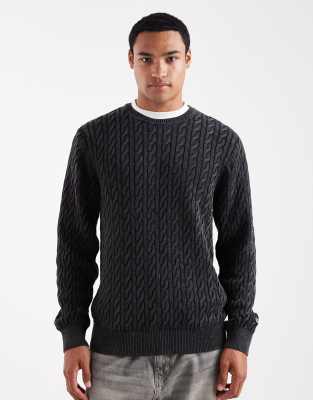 Presidio - Zopfstrickpullover in Schwarz Schwarz L