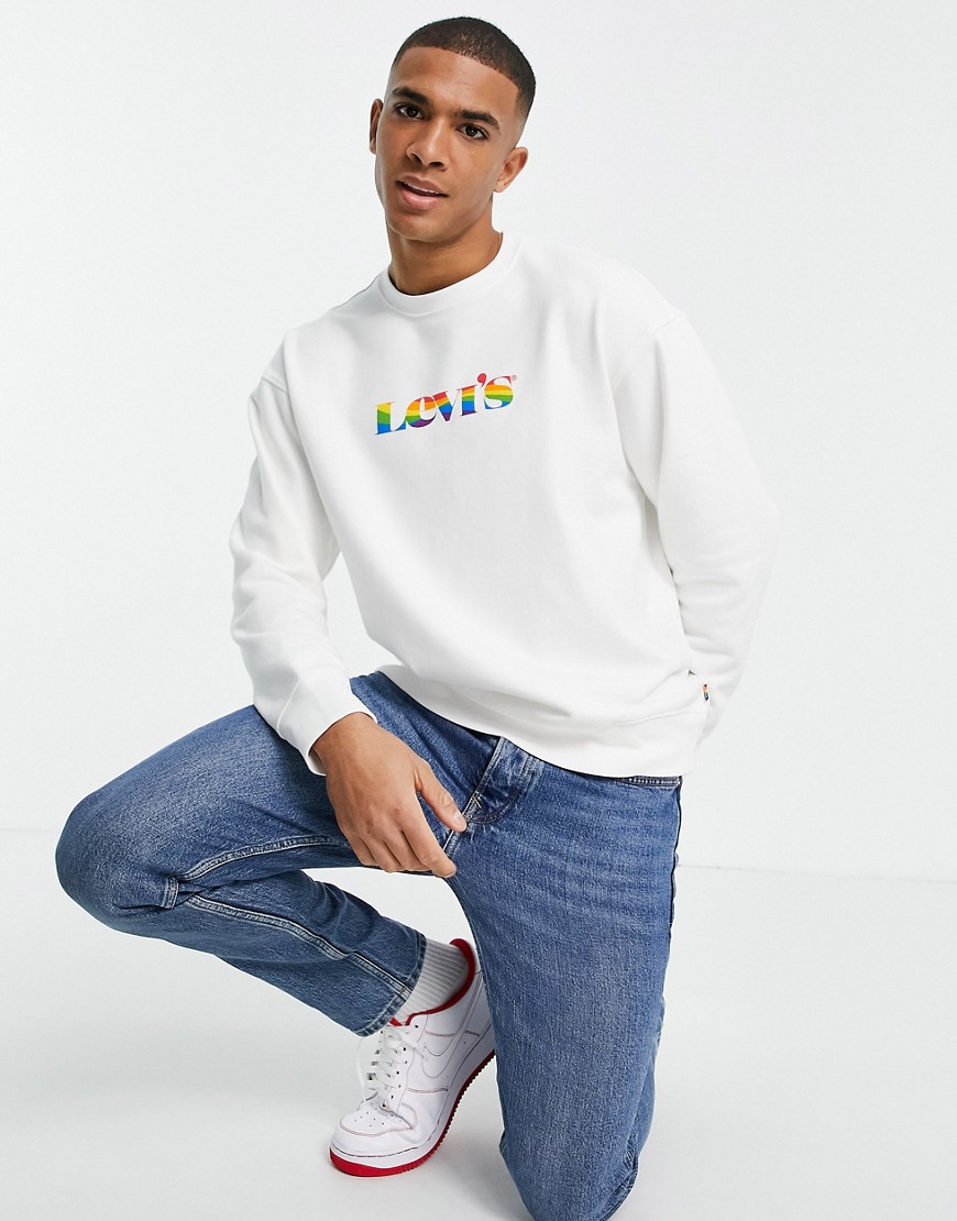 Levi's - Pride - Afslappet sweatshirt med moderne vintagelogo med regnbuefarver i hvid