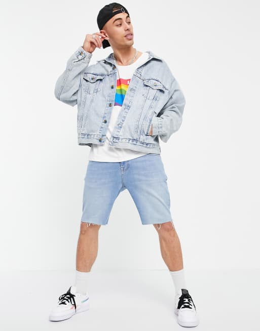 Levi's Pride capsule liberation thanks Marsha back print denim trucker  jacket in light wash | ASOS