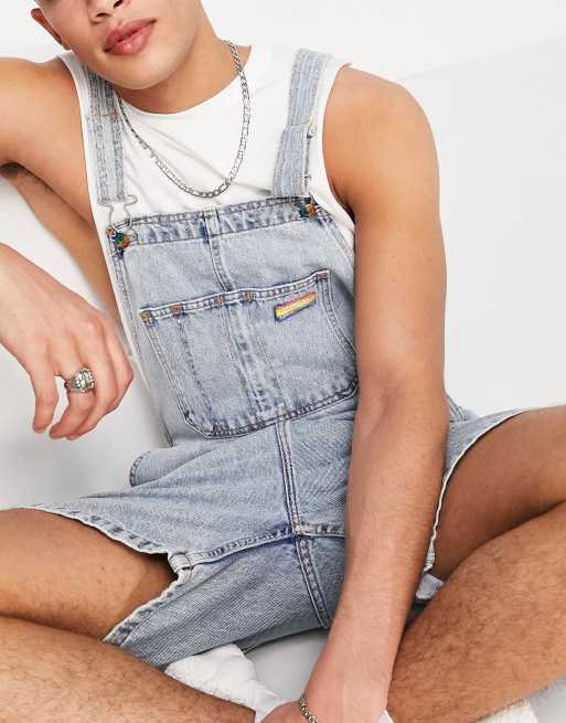 Levi's Pride Liberation denim overall shorts in thanks marsha light wash |  ASOS