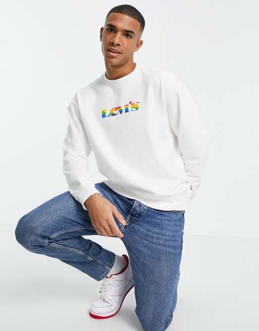 Levi's Pride relaxed fit rainbow modern vintage logo sweatshirt in white |  ASOS