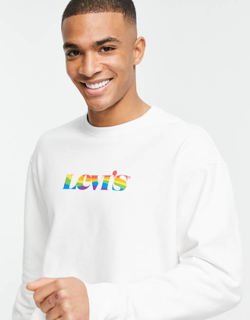 Levi's Pride relaxed fit rainbow modern vintage logo sweatshirt in white |  ASOS