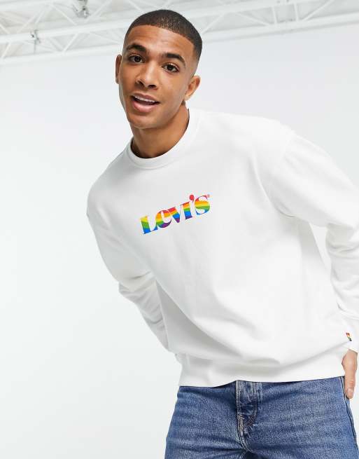 Levi's Pride relaxed fit rainbow modern vintage logo sweatshirt in white |  ASOS