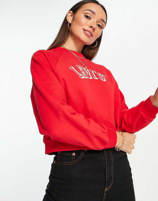 Levi s Pull col ras de cou avec logo style universitaire Rouge