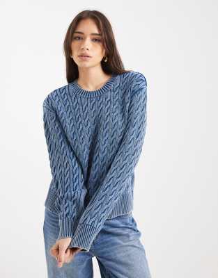 Levi's - Pull boyfriend en maille torsadée - Bleu