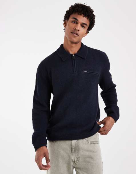 Levi's pull en maille demi-zip à col en marine - view 1