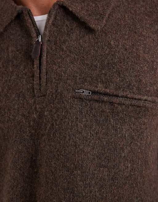 Levi's pull en maille demi-zip marron, 5 de 5