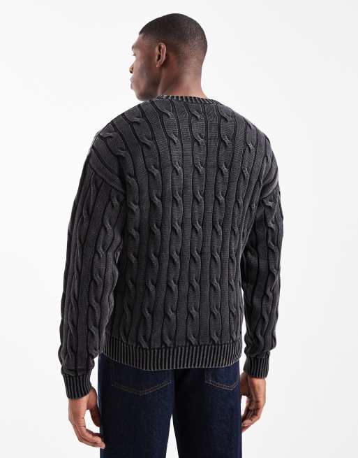 Levi's - Pull en maille torsadée - Noir délavé, 3 de 5