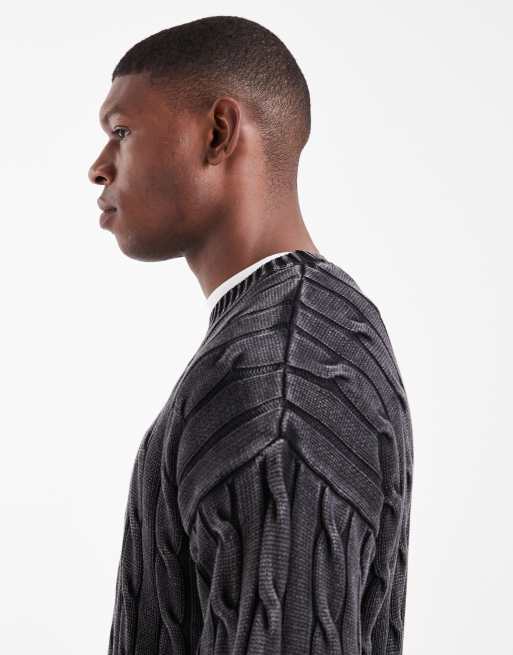 Levi's - Pull en maille torsadée - Noir délavé, 4 de 5